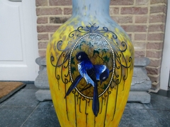 Art-deco style Legras vase in enameled glass, France 1925