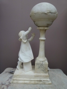 Art-deco style Tablelamp with a child in alabaster, Italy 1925