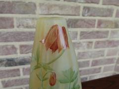 Art-nouveau style Daum vase with enamel flowers in etched cameo glass, Nancy,France 1890