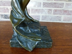 Art-nouveau style Sculpture by E.Villanis of a gipsy lady 