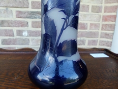 Art nouveau style Vase signed D'Argental in etched glass, France 1910