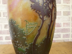 Art nouveau style Vases signed Daum Nancy in etched cameo glass, France 1900