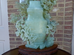Asiatique style Sculpture of a tree with animals in carved jade, China 1960