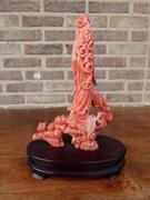 Asiatique style Sculpture of Quan Yin in coral, Asia 1930