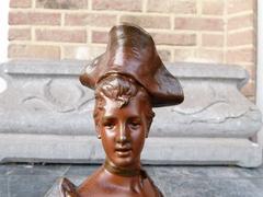 Belle epoque style Buste of a lady by Georges van der Straeten in patinated bronze, France 1890