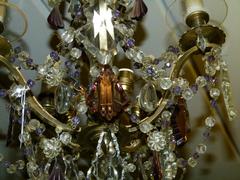 Belle epoque style Lamp whit crystals in gilded bronze and diffirent colors crystals, France 1920