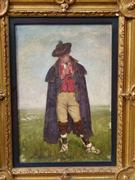 Belle epoque style Painting of a Italian man in oil on cardboard in gilded frame, Italy 1900