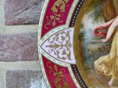 Belle epoque style Porcelain plate with romantic scene 