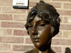 Belle epoque style Sculpture of a lady,s buste by E. Villanis 