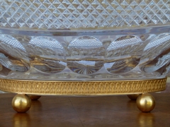  Coupe centerpiece in crystal and gilded bronze, France 1950