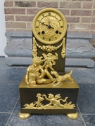 Empire style Clock in gilded and patinated bronze, France,Jumelle à Paris 1815