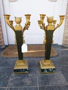 Empire style Pair candelabra in gilded and patinated bronze, France 1830