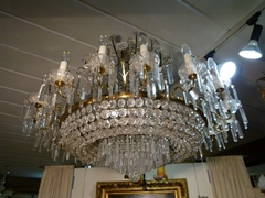 style Lamp and 2 sconces with crystal in bronze and crystal 1950