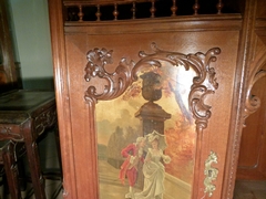 Louis 15 style Diplaycabinet in wallnut and vernis-matin paintings, Austria,Vienna 1900