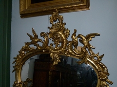 Louis 15 style Gilded mirror with putto,s in gilded wood and plaster, France 1870