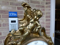 Louis 15 style huge Clock pendule signed Ernest Royer F. de bronze in gilded bronze, France 1880