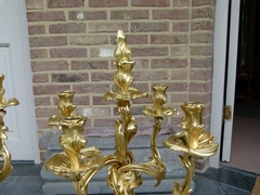 Louis 15 style Pair candelabra in gilded bronze, France 1900