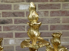 Louis 15 style Pair candelabra in gilded bronze, France 1900