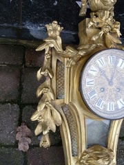 Louis 16 style Cartel wall clock in gilded bronze, France 1880