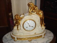 Louis 16 style Clock in gilded bronze and marble, France 1760