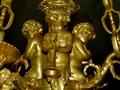 Louis 16 style Gilded bronze lamp with putto,s in gilded bronze, France 1880