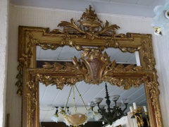 Louis 16 style Mirror in gilded wood and plaster, France 1880