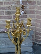 Louis 16 style huge Pair candelabra in gilded bronze and green marble, France 1880