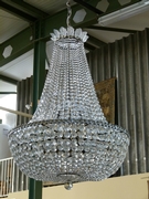 Louis 16 style Sac a perle,lamp in bronze and crystal 1950