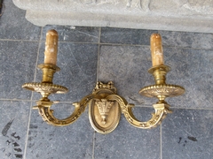 Mazerin Louis 16 style Pair wall sconces in gilded bronze, France 1890