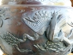 Meiji style Japanese centerpiece in patinated bronze, Japan 1880