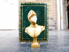 style Miniature buste of a warrior by Leroy in gilded metal and white face with stamp in original box, France 1900