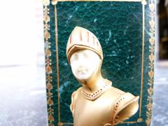 style Miniature buste of a warrior by Leroy in gilded metal and white face with stamp in original box, France 1900