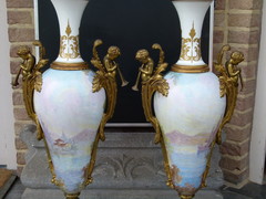 Napoleon 3 style Pair Sévres vases  in Sévres porcelain and gilded bronze, France 1880
