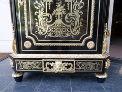 Napoleon III style Boulle style 1 door cabinet in ebonised wood,gilt bronze,black marble and tortoiseshell, France 1870