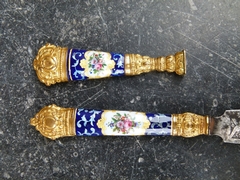 Napoleon III style Briefopener and stamp in gilded bronze and enamel, France,Limoges 1880