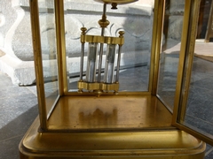 Napoleon III style cage clock by L.Leroy & Cie à Paris in gilded bronze and glass, France 1870