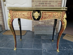 Napoleon III style Card play table with tortoiseshell in Boulle styl in ebonised wood,gilded bronze and tortoiseshell, France 1870