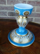 Napoleon III style Centerpiece/coupe in white and turquoise opaline with gold decoration, France 1880