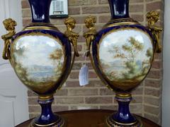 Napoleon III style Pair Sévres vases in porcelain and bronze, France,Sévres 1880