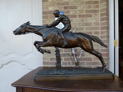 Napoleon III style Sculpture by I. Bonheur of a jockey in patinated bronze, France 1870