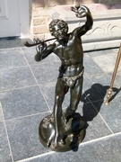 Napoleon III style Sculpture of a man with a flute by E.Lequesne in patinated bronze with foundry stamp of Susse freres, France 1870