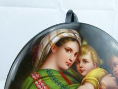 style painting on porcelain plate of a mother with child in porcelain 1880