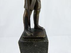 style Sculpture of a young smoking boy in bronze on marble base, France 1920