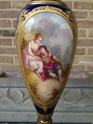 style Sévres vase with romantic scene by Eug. Farel in porcelain and bronze, France,Sévres 1880
