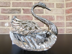 style Sugar pot in the model of a swan in silver 835 and crystal, Germany 1920