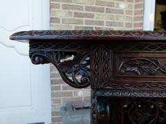 style Travailleuse lady desk in carved asiatique wood 1900