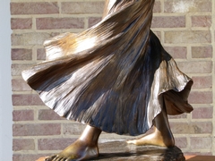 Art-nouveau style Sculpture by E.Villanis of a dancing girl in patinated bronze,signed LV from founder, France 1890