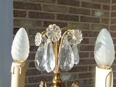 Pair tablelamps in gilded bronze and crystal, France 1920