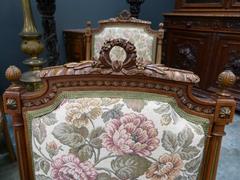 Louis 16 style Sofaset in carved wallnut, France 1900