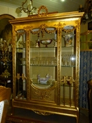 Louis 16 style display cabinet in gilded wood and plaster, France 1880